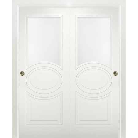 Vdomdoors Closet Bypass Interior Door, 72" x 84", White MELA7012DBD-WS-7284